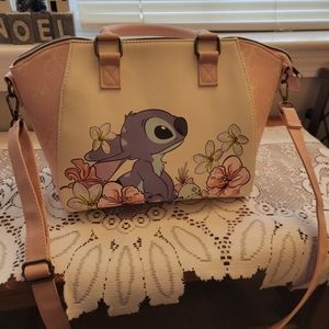 Lilo and stitch satchel. Pink and white floral patter